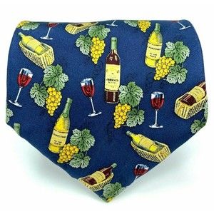 Utopia Men's Blue Tie Handmade Red Wine Chardonnay Grapes Novelty Necktie 58"